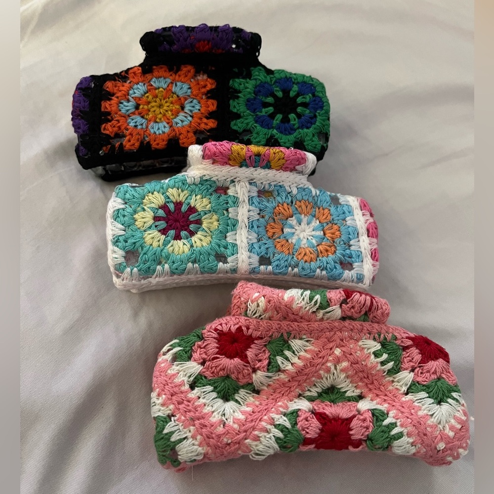 3 colors available! Granny Square Hair Claw
